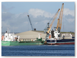 A busy day at Gotto Wharf for Yara as ‘Arklow Bridge’ awaits her turn to commence discharge